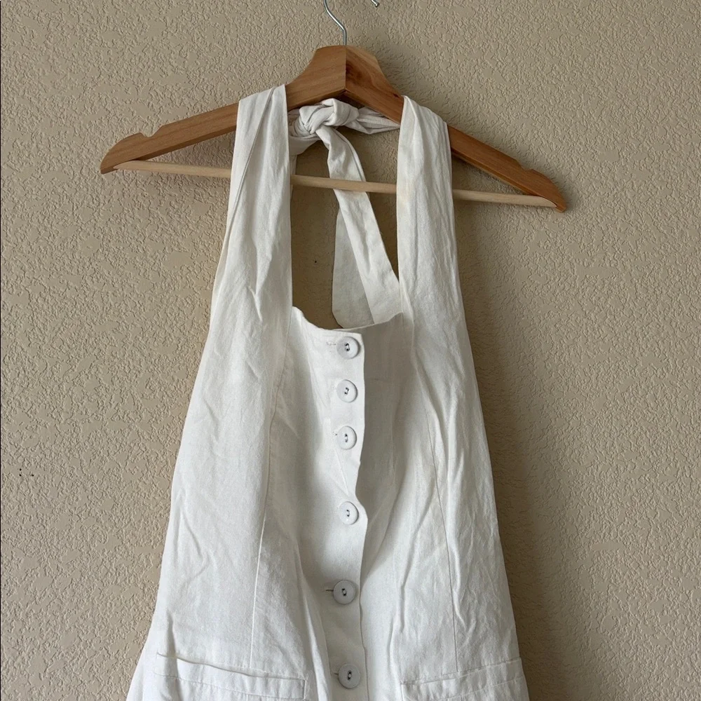 Commense White Button-Front Halter Maxi Dress - Picture 2 of 4